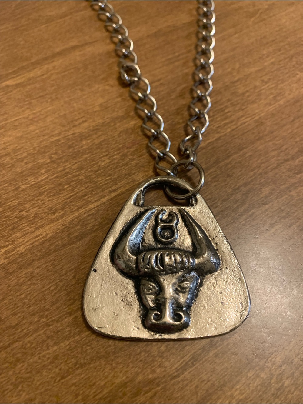 Silver-tone Heavy Bull Pendant Necklace - zodiac Medallion
